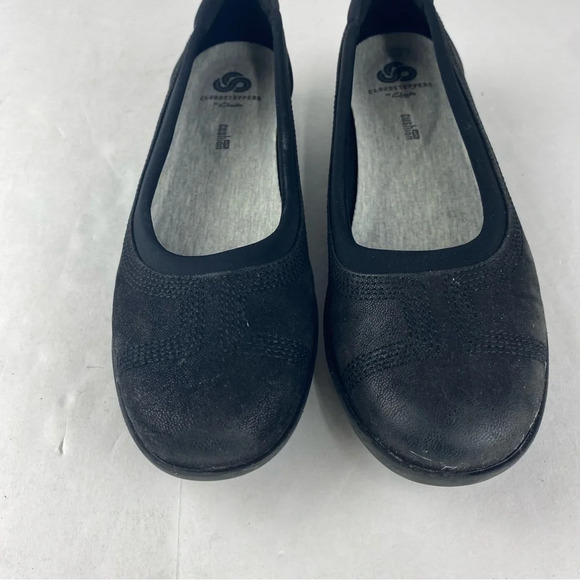 Clarks Cloudsteppers Womens 9 Black Ayla Low Ballet Flat Microsuede Slip On - Picture 4 of 6